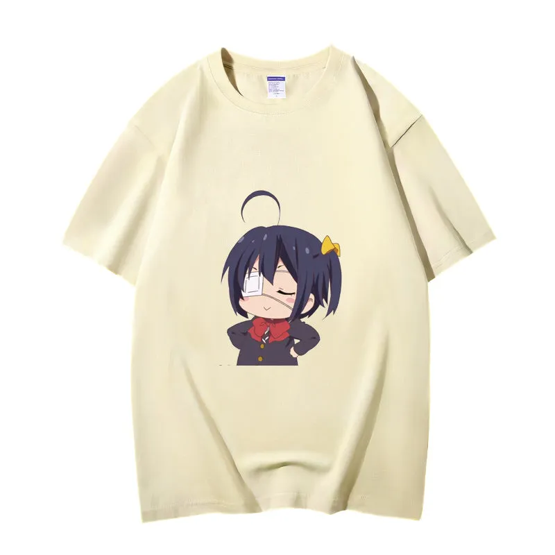 Fashion Anime Chuunibyou demo koi ga shitai Takanashi Rikka 230g GSM Hipster Style Oversized Cotton T-shirt