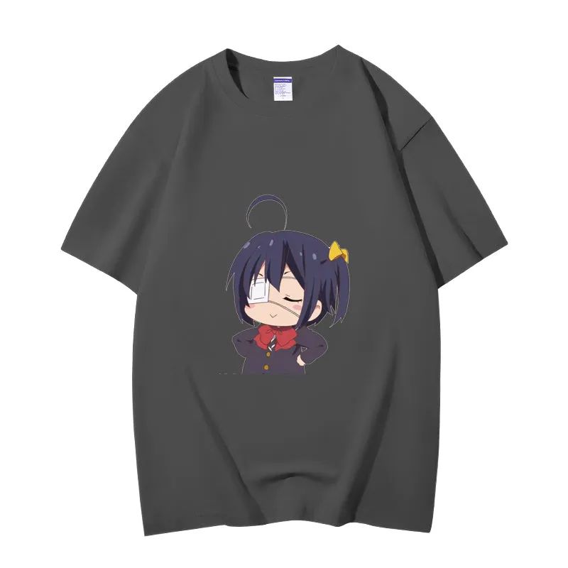 Fashion Anime Chuunibyou demo koi ga shitai Takanashi Rikka 230g GSM Hipster Style Oversized Cotton T-shirt