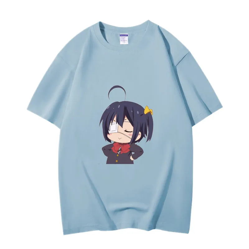 Fashion Anime Chuunibyou demo koi ga shitai Takanashi Rikka 230g GSM Hipster Style Oversized Cotton T-shirt
