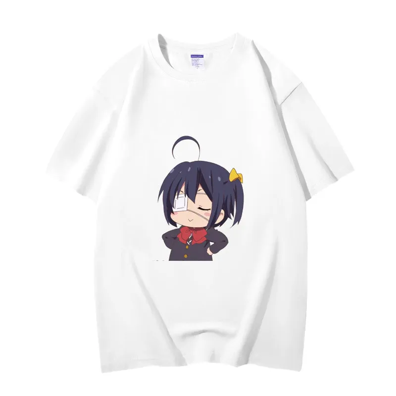 Fashion Anime Chuunibyou demo koi ga shitai Takanashi Rikka 230g GSM Hipster Style Oversized Cotton T-shirt