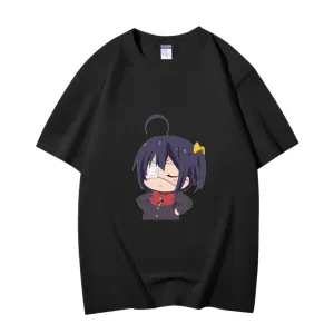 Fashion Anime Chuunibyou demo koi ga shitai Takanashi Rikka 230g GSM Hipster Style Oversized Cotton T-shirt