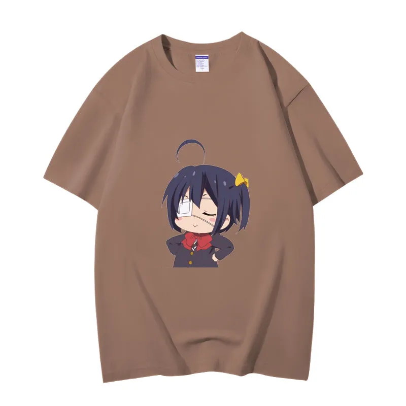 Fashion Anime Chuunibyou demo koi ga shitai Takanashi Rikka 230g GSM Hipster Style Oversized Cotton T-shirt
