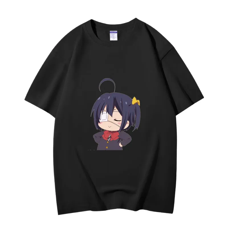 Fashion Anime Chuunibyou demo koi ga shitai Takanashi Rikka 230g GSM Hipster Style Oversized Cotton T-shirt