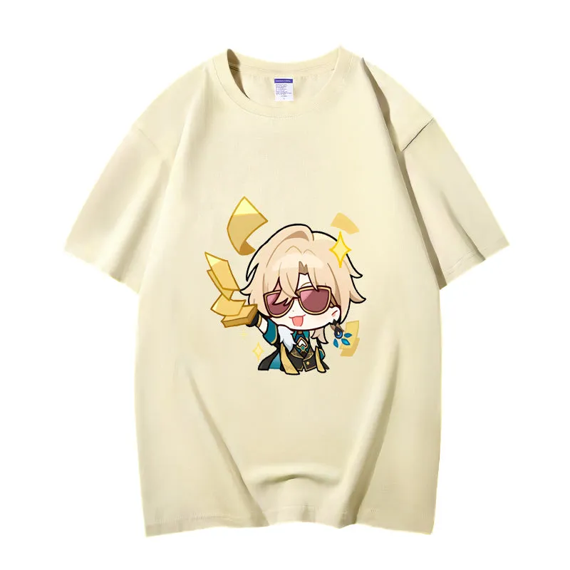 Fashion Anime Honkai: Star Rail Aventurine 230g GSM Hipster Style Oversized Cotton T-shirt