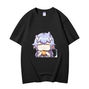 Fashion Anime Honkai: Star Rail Bailu 230g GSM Hipster Style Oversized Cotton T-shirt