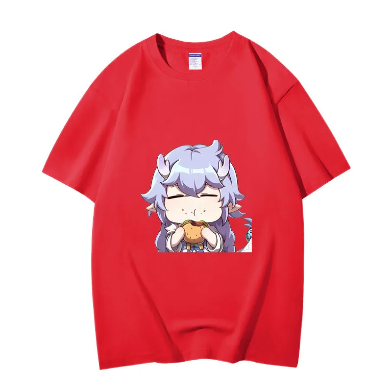 Fashion Anime Honkai: Star Rail Bailu 230g GSM Hipster Style Oversized Cotton T-shirt