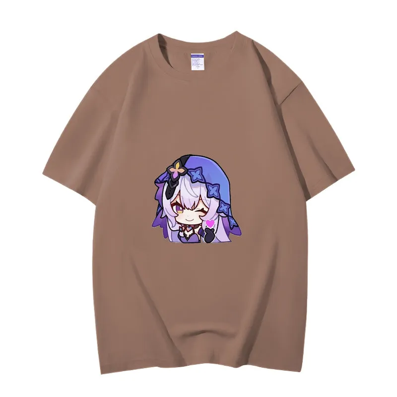 Fashion Anime Honkai Star Rail Black Swan 230g GSM Hipster Style Oversized Cotton T-shirt