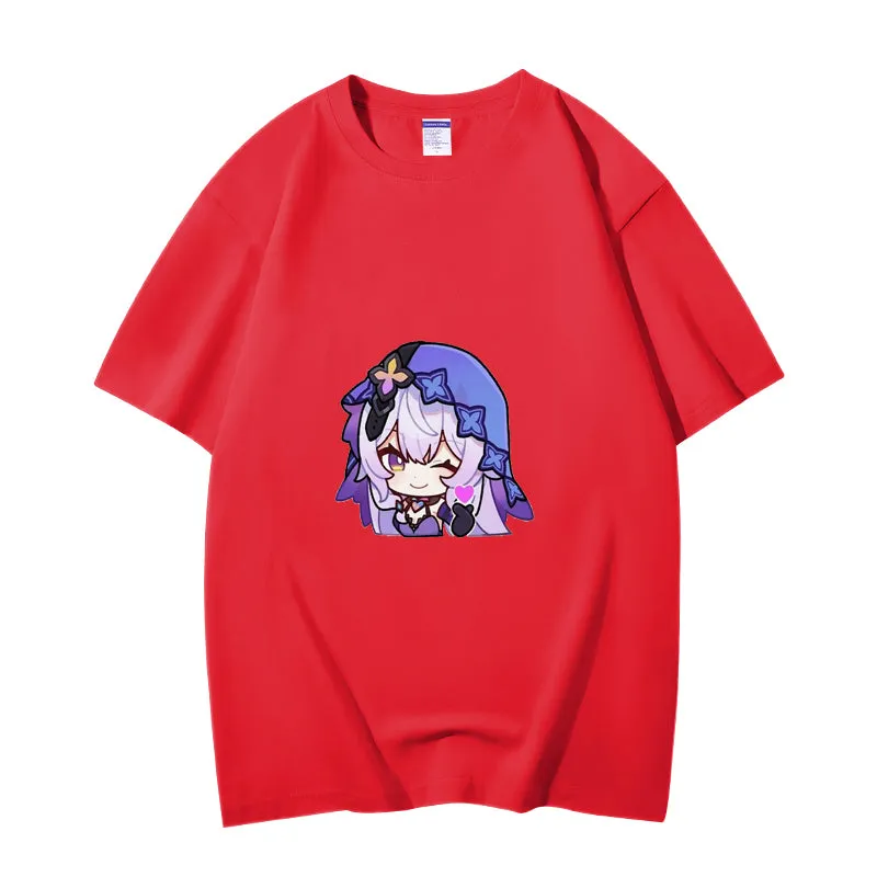 Fashion Anime Honkai Star Rail Black Swan 230g GSM Hipster Style Oversized Cotton T-shirt
