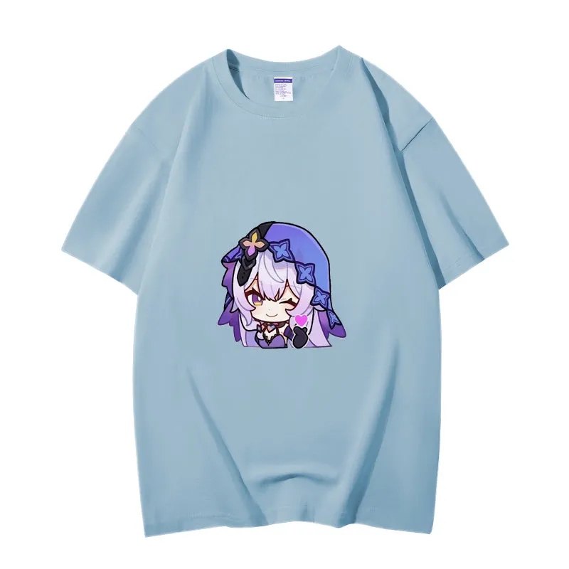 Fashion Anime Honkai Star Rail Black Swan 230g GSM Hipster Style Oversized Cotton T-shirt