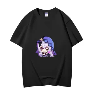 Fashion Anime Honkai Star Rail Black Swan 230g GSM Hipster Style Oversized Cotton T-shirt