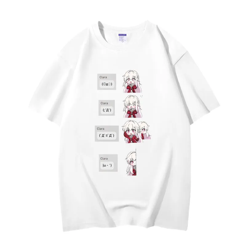 Fashion Anime Honkai Star Rail Clara 230g GSM Hipster Style Oversized Cotton T-shirt
