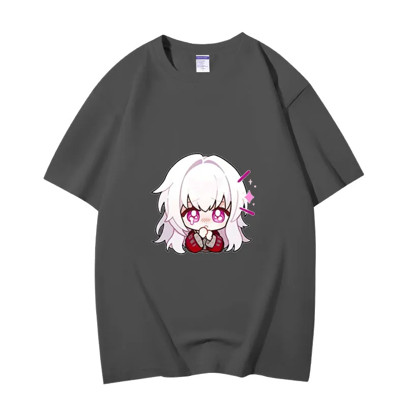 Fashion Anime Honkai: Star Rail Clara 230g GSM Hipster Style Oversized Cotton T-shirt