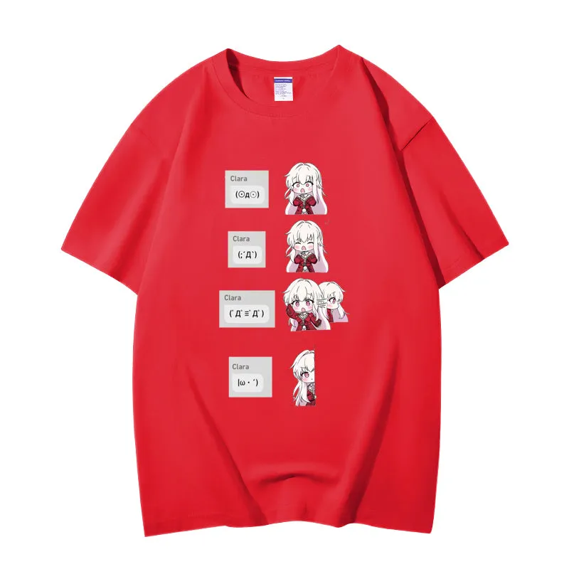 Fashion Anime Honkai Star Rail Clara 230g GSM Hipster Style Oversized Cotton T-shirt