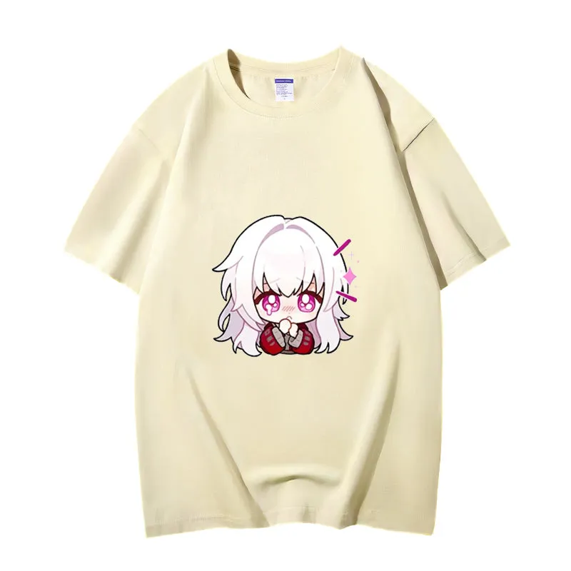 Fashion Anime Honkai: Star Rail Clara 230g GSM Hipster Style Oversized Cotton T-shirt