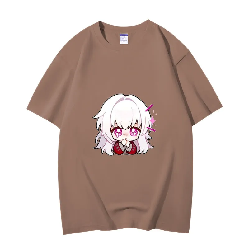 Fashion Anime Honkai: Star Rail Clara 230g GSM Hipster Style Oversized Cotton T-shirt