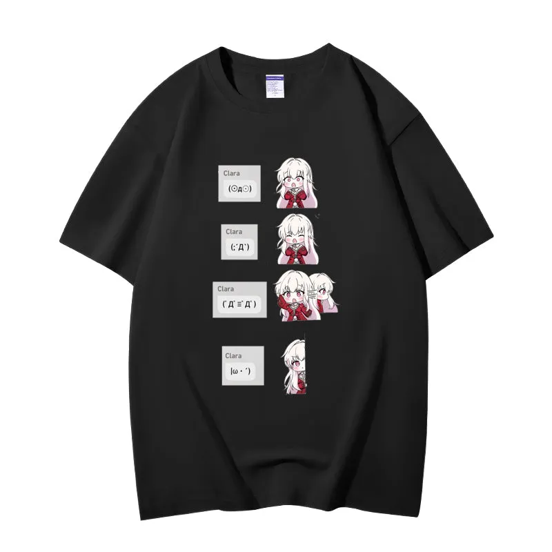 Fashion Anime Honkai Star Rail Clara 230g GSM Hipster Style Oversized Cotton T-shirt