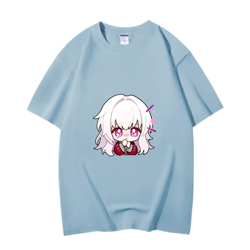 Fashion Anime Honkai: Star Rail Clara 230g GSM Hipster Style Oversized Cotton T-shirt