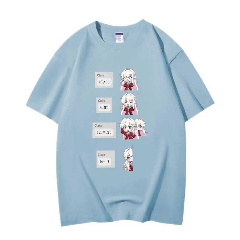 Fashion Anime Honkai Star Rail Clara 230g GSM Hipster Style Oversized Cotton T-shirt