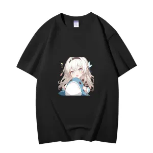 Fashion Anime Honkai Star Rail Firefly 230g GSM Hipster Style Oversized Cotton T-shirt