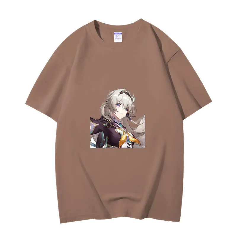 Fashion Anime Honkai Star Rail Firefly 230g GSM Hipster Style Oversized Cotton T-shirt