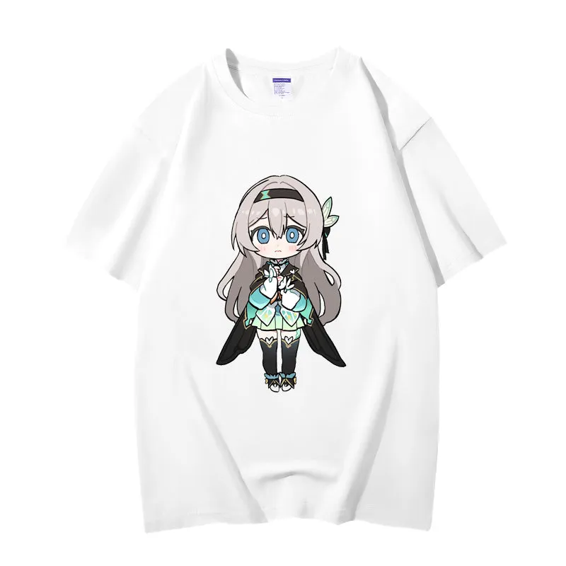 Fashion Anime Honkai: Star Rail Firefly 230g GSM Hipster Style Oversized Cotton T-shirt