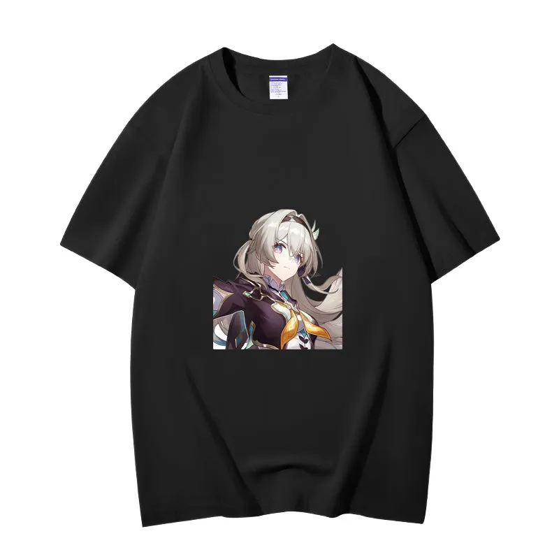 Fashion Anime Honkai Star Rail Firefly 230g GSM Hipster Style Oversized Cotton T-shirt