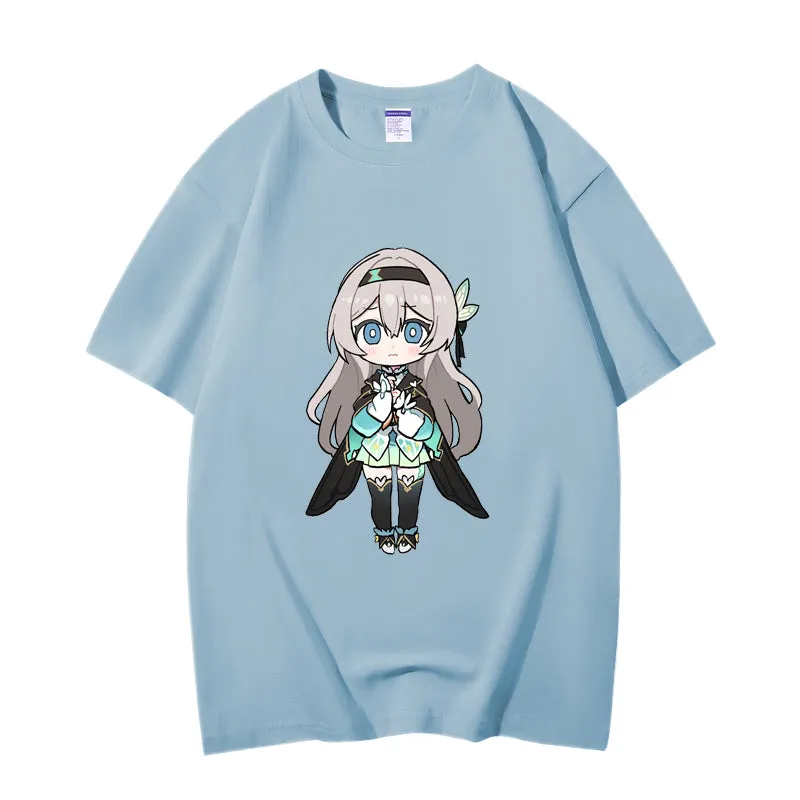Fashion Anime Honkai: Star Rail Firefly 230g GSM Hipster Style Oversized Cotton T-shirt