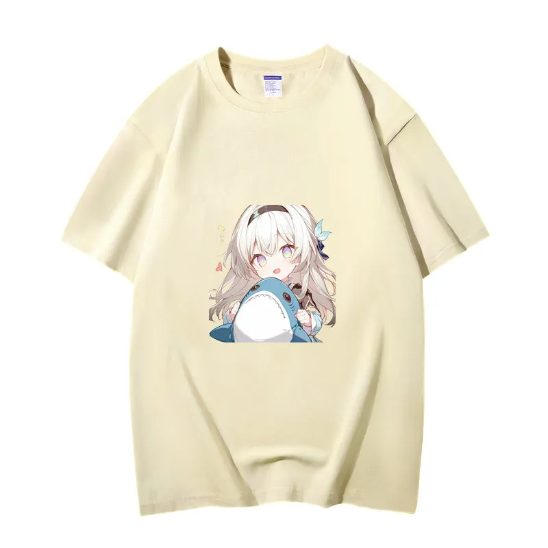 Fashion Anime Honkai Star Rail Firefly 230g GSM Hipster Style Oversized Cotton T-shirt