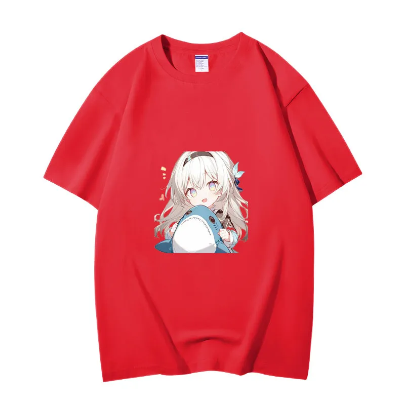 Fashion Anime Honkai Star Rail Firefly 230g GSM Hipster Style Oversized Cotton T-shirt