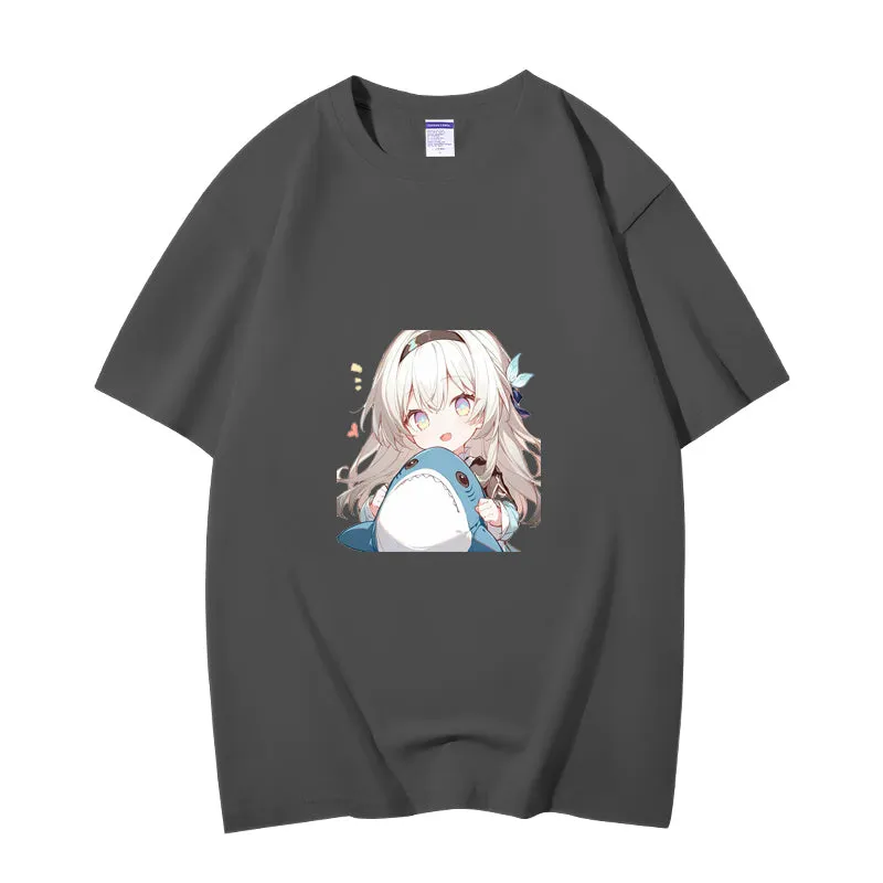 Fashion Anime Honkai Star Rail Firefly 230g GSM Hipster Style Oversized Cotton T-shirt
