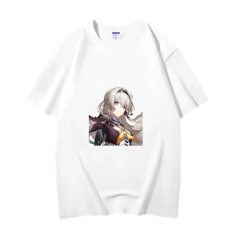 Fashion Anime Honkai Star Rail Firefly 230g GSM Hipster Style Oversized Cotton T-shirt