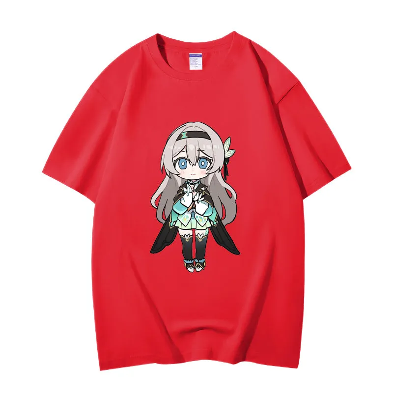 Fashion Anime Honkai: Star Rail Firefly 230g GSM Hipster Style Oversized Cotton T-shirt