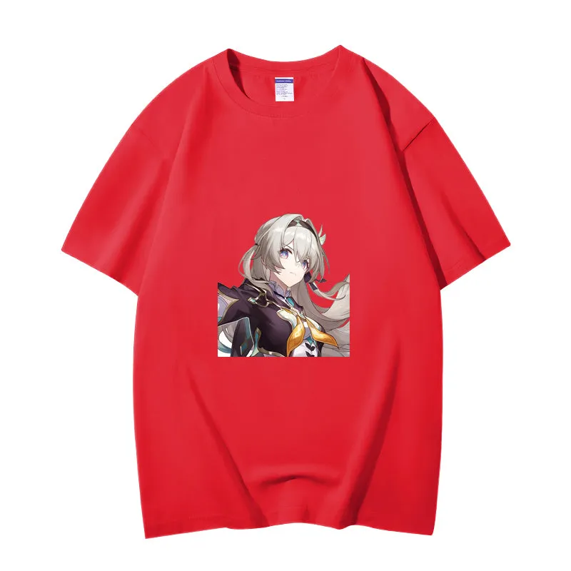 Fashion Anime Honkai Star Rail Firefly 230g GSM Hipster Style Oversized Cotton T-shirt