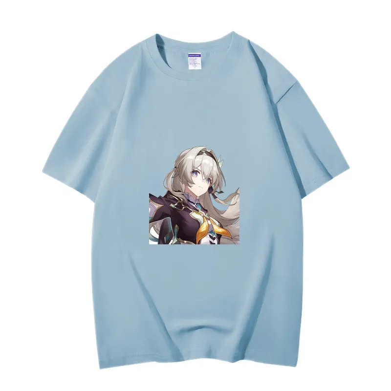 Fashion Anime Honkai Star Rail Firefly 230g GSM Hipster Style Oversized Cotton T-shirt
