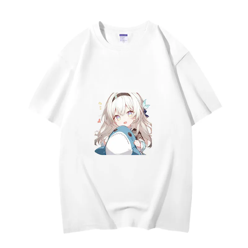 Fashion Anime Honkai Star Rail Firefly 230g GSM Hipster Style Oversized Cotton T-shirt
