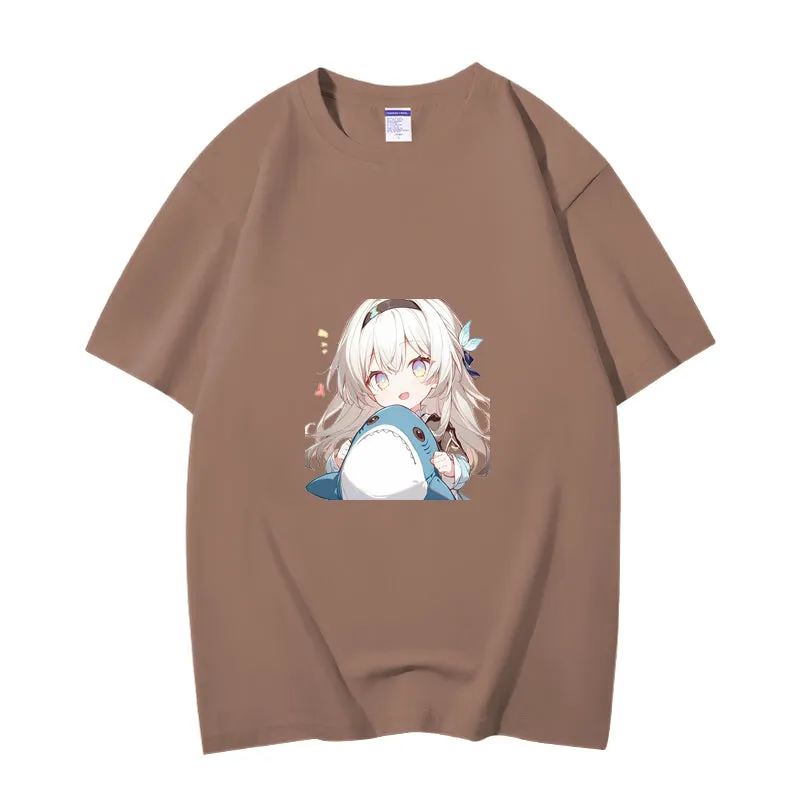 Fashion Anime Honkai Star Rail Firefly 230g GSM Hipster Style Oversized Cotton T-shirt