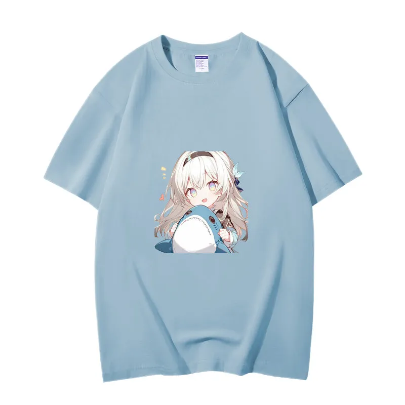 Fashion Anime Honkai Star Rail Firefly 230g GSM Hipster Style Oversized Cotton T-shirt