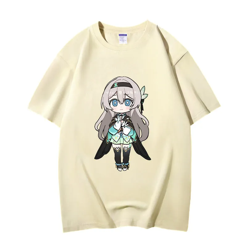 Fashion Anime Honkai: Star Rail Firefly 230g GSM Hipster Style Oversized Cotton T-shirt