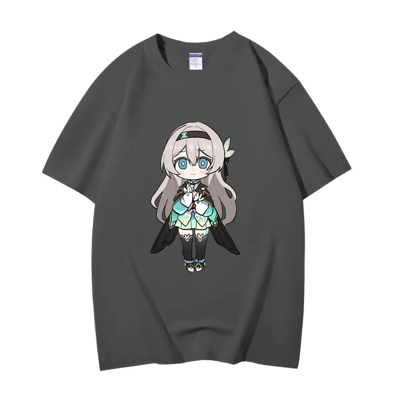 Fashion Anime Honkai: Star Rail Firefly 230g GSM Hipster Style Oversized Cotton T-shirt