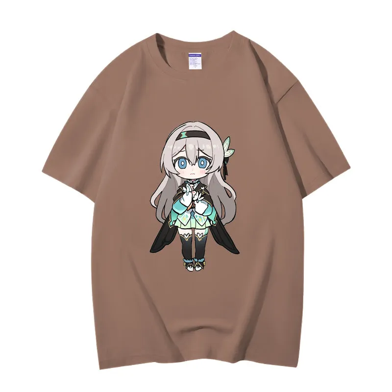 Fashion Anime Honkai: Star Rail Firefly 230g GSM Hipster Style Oversized Cotton T-shirt
