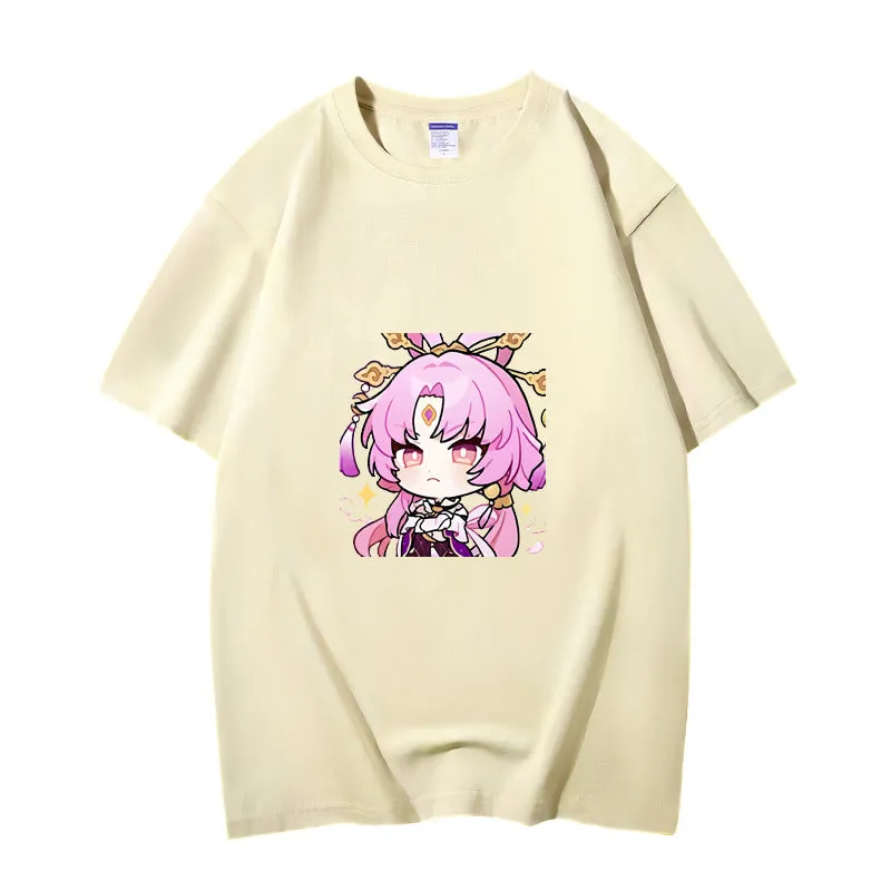 Fashion Anime Honkai: Star Rail Fu Xuan 230g GSM Hipster Style Oversized Cotton T-shirt