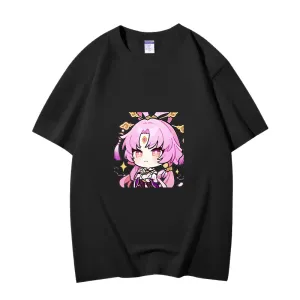 Fashion Anime Honkai: Star Rail Fu Xuan 230g GSM Hipster Style Oversized Cotton T-shirt