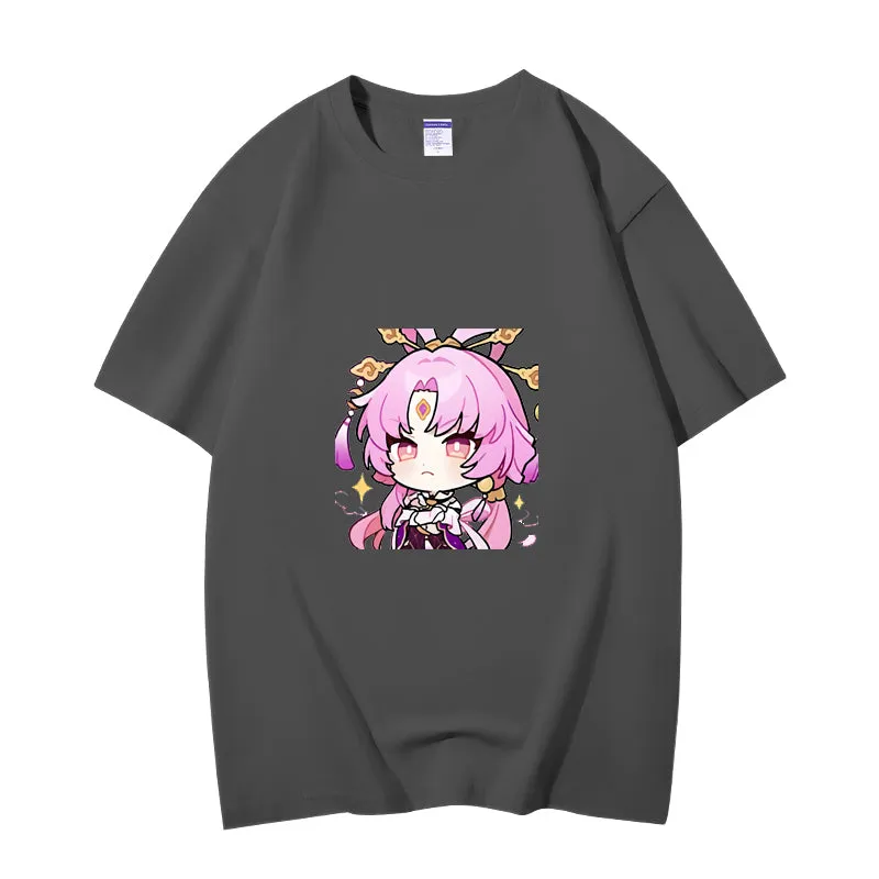 Fashion Anime Honkai: Star Rail Fu Xuan 230g GSM Hipster Style Oversized Cotton T-shirt