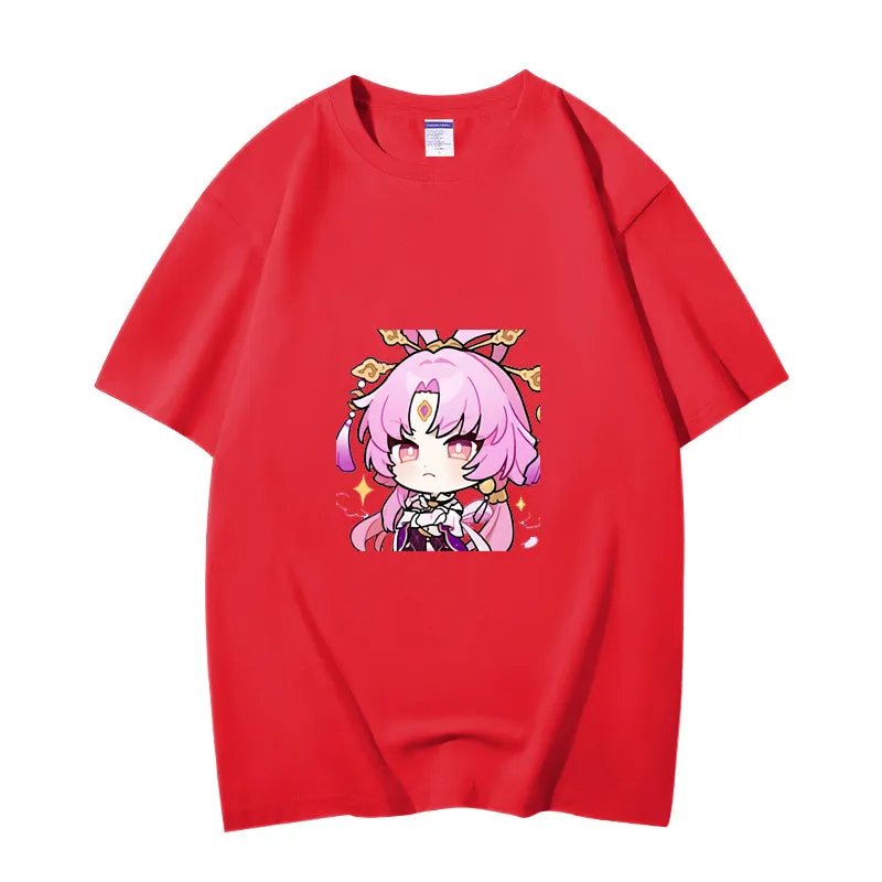 Fashion Anime Honkai: Star Rail Fu Xuan 230g GSM Hipster Style Oversized Cotton T-shirt