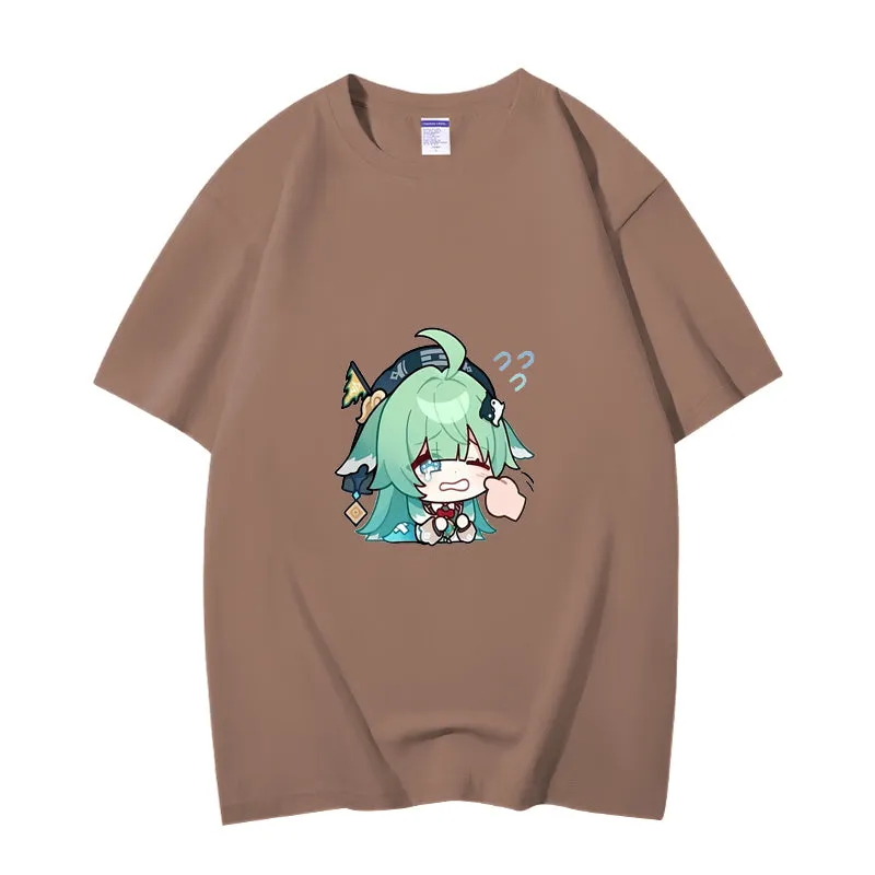 Fashion Anime Honkai Star Rail HuoHuo 230g GSM Hipster Style Oversized Cotton T-shirt