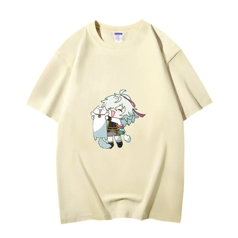 Fashion Anime Honkai Star Rail Jing Yuan 230g GSM Hipster Style Oversized Cotton T-shirt