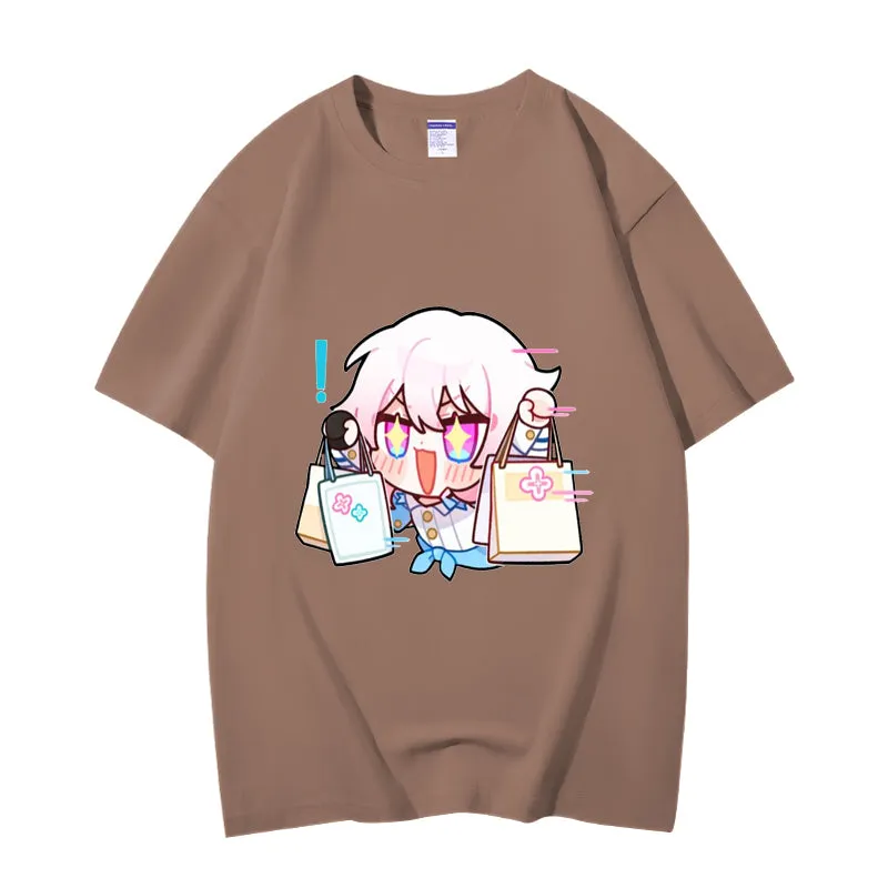 Fashion Anime Honkai: Star Rail March 7th 230g GSM Hipster Style Oversized Cotton T-shirt