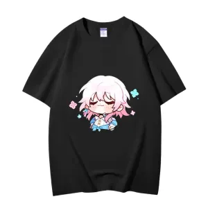 Fashion Anime Honkai: Star Rail March 7th 230g GSM Hipster Style Oversized Cotton T-shirt