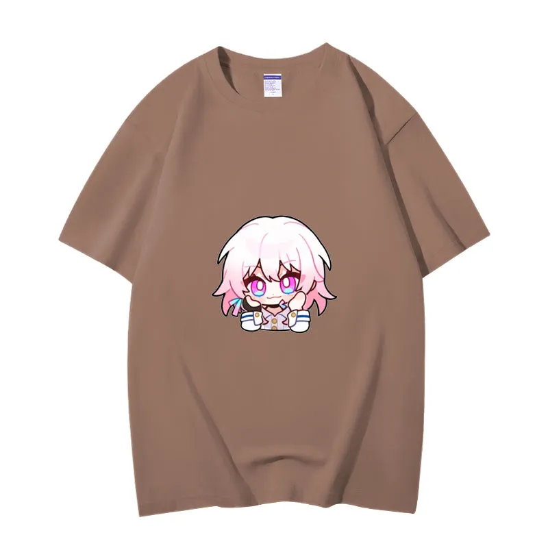 Fashion Anime Honkai: Star Rail March 7th 230g GSM Hipster Style Oversized Cotton T-shirt