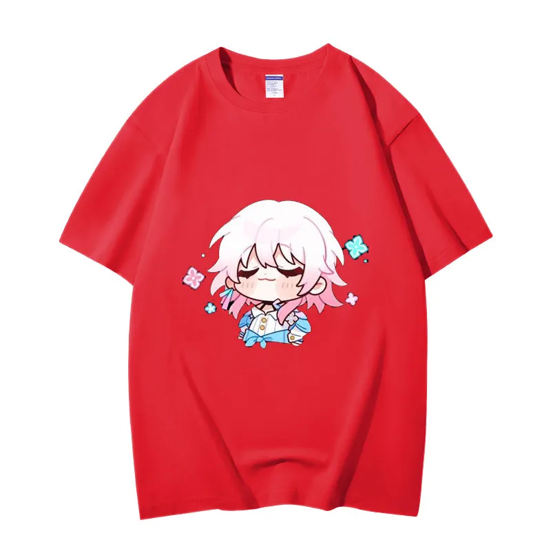 Fashion Anime Honkai: Star Rail March 7th 230g GSM Hipster Style Oversized Cotton T-shirt